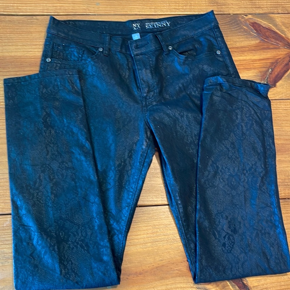 Black snake skin pants.